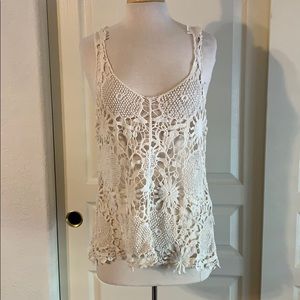 Cream crochet tank top/ cover up